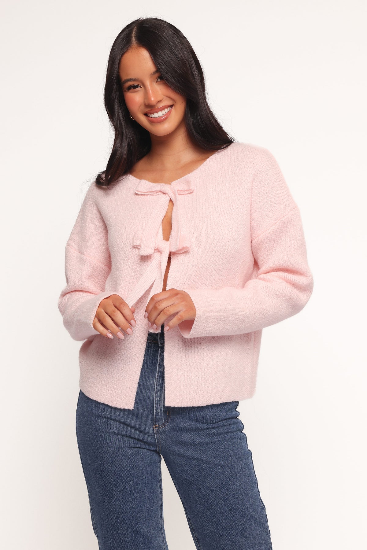 Arden Bow Cardigan in Pink – view 1 of 6