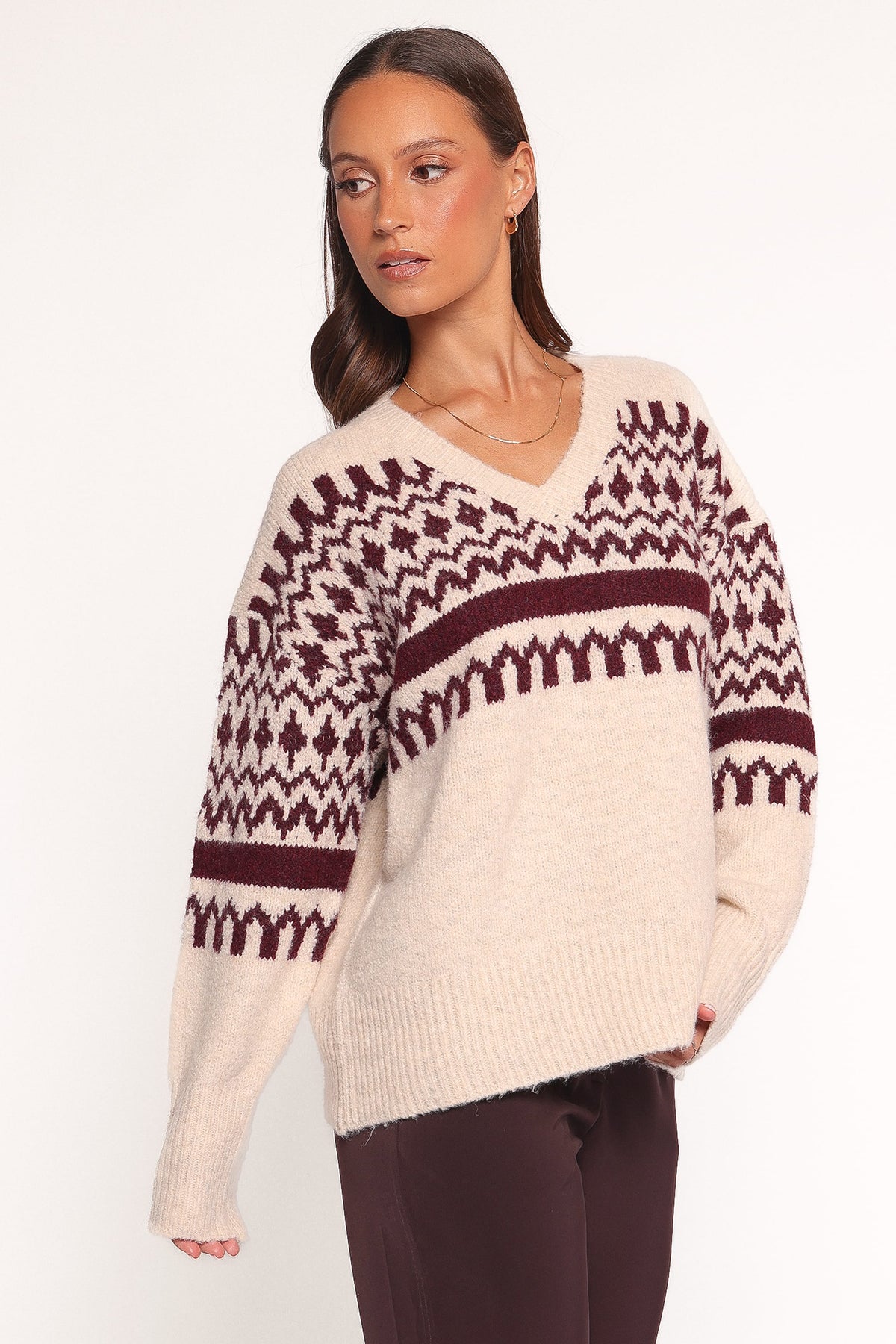 Astrid Sweater in Beige Cherry – view 3 of 7