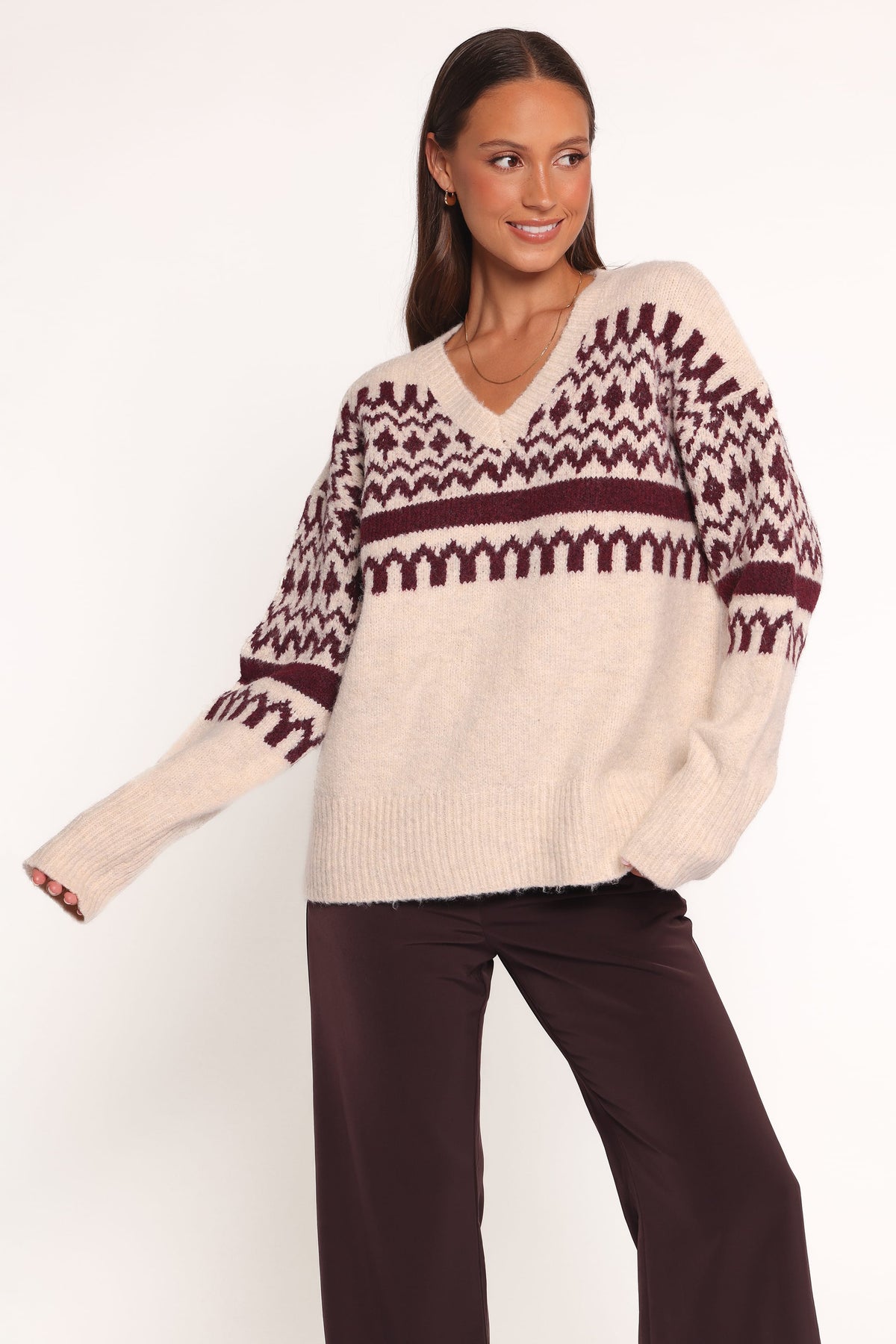 Astrid Sweater in Beige Cherry – view 2 of 7