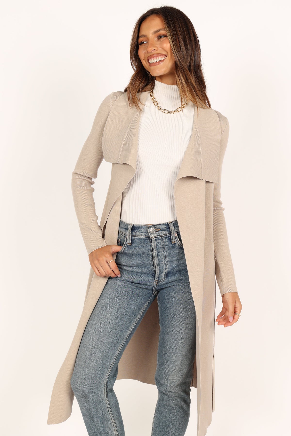 Audrina Cardigan in Stone – view 1 of 7