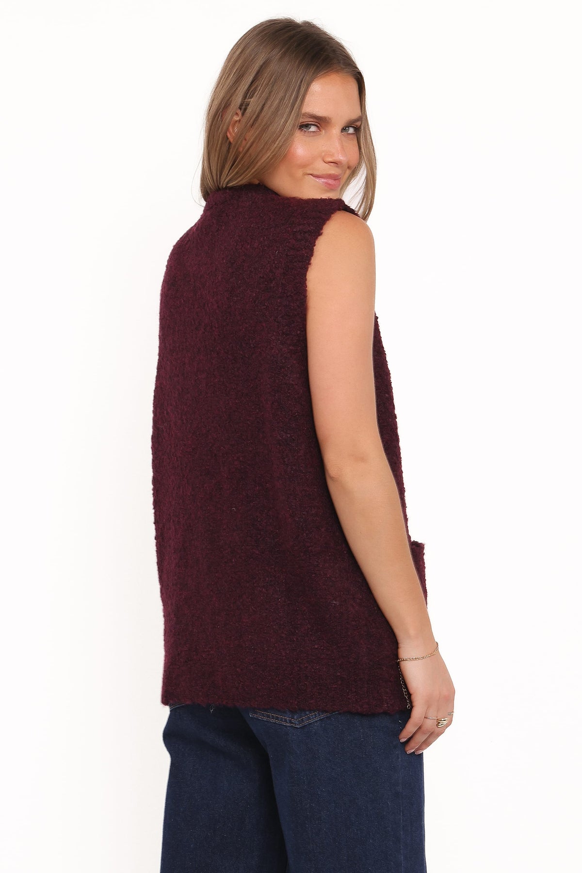 Avery Knit Vest in Wine – view 5 of 8