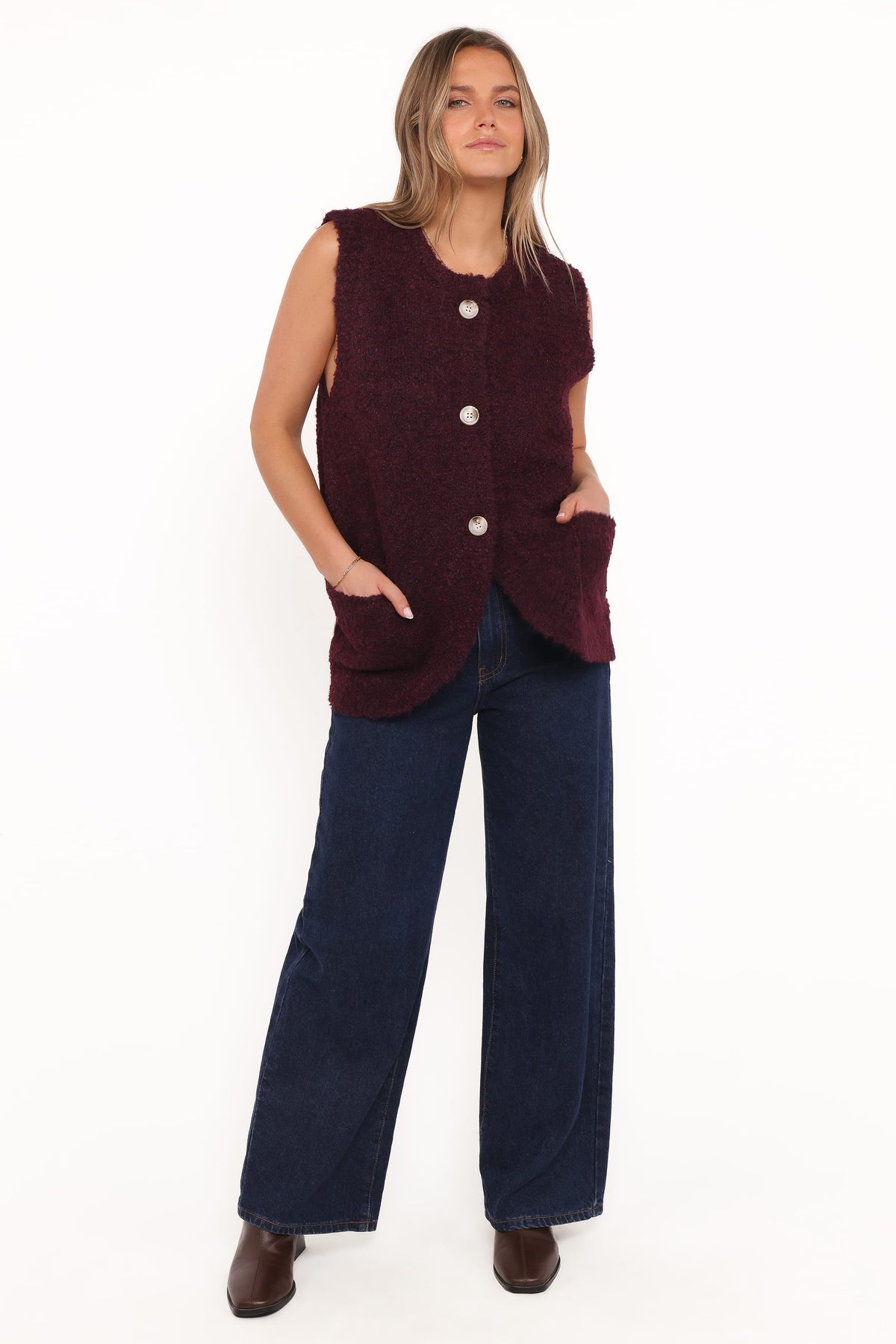Avery Knit Vest in Wine – view 6 of 8
