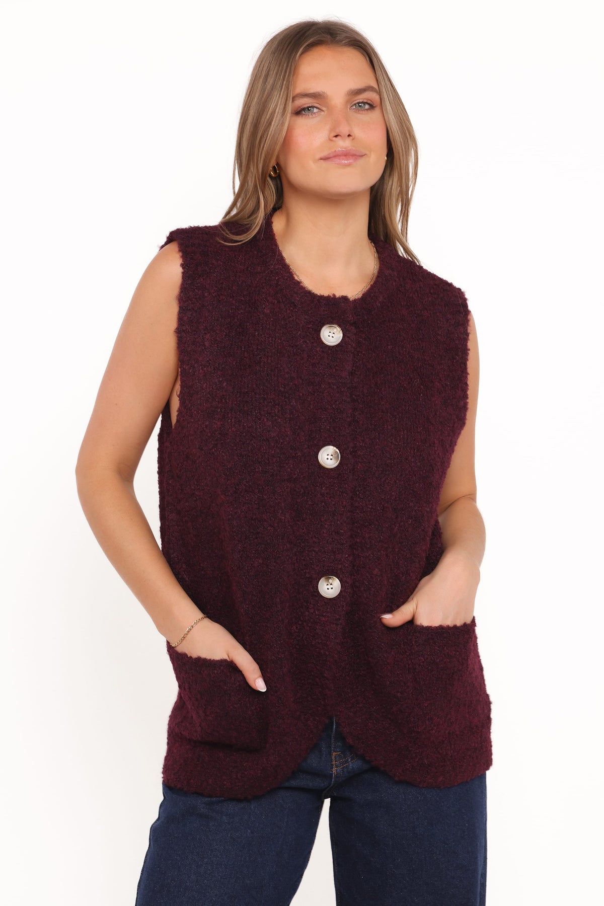 Avery Knit Vest in Wine – view 1 of 8