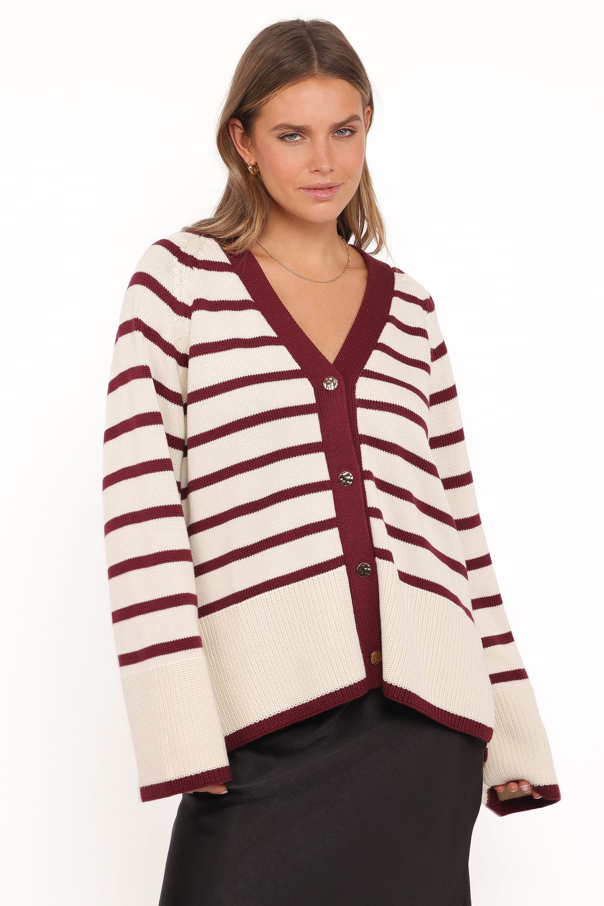 Aydee Cardigan in Cherry Stripe – view 2 of 7