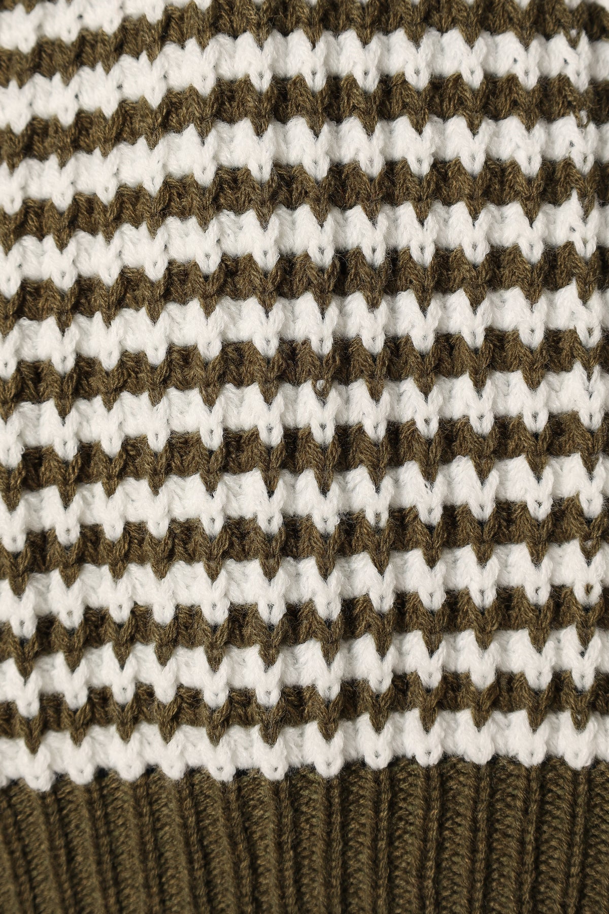 Becca Crewneck Waffle Stitch Stripe Knit Sweater in Olive – view 8 of 9