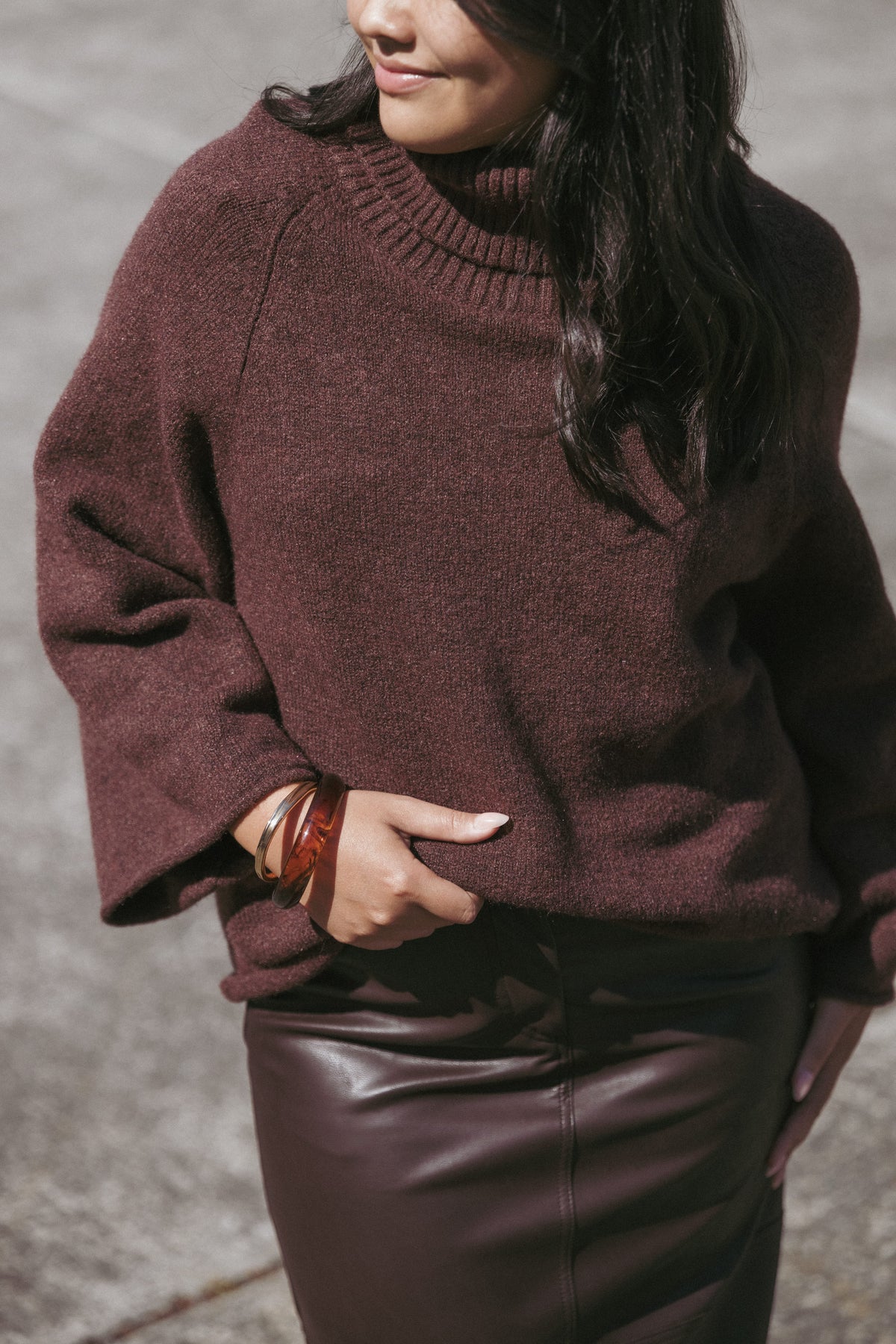 Bindy Cowlneck Knit Sweater in Brown – view 1 of 10