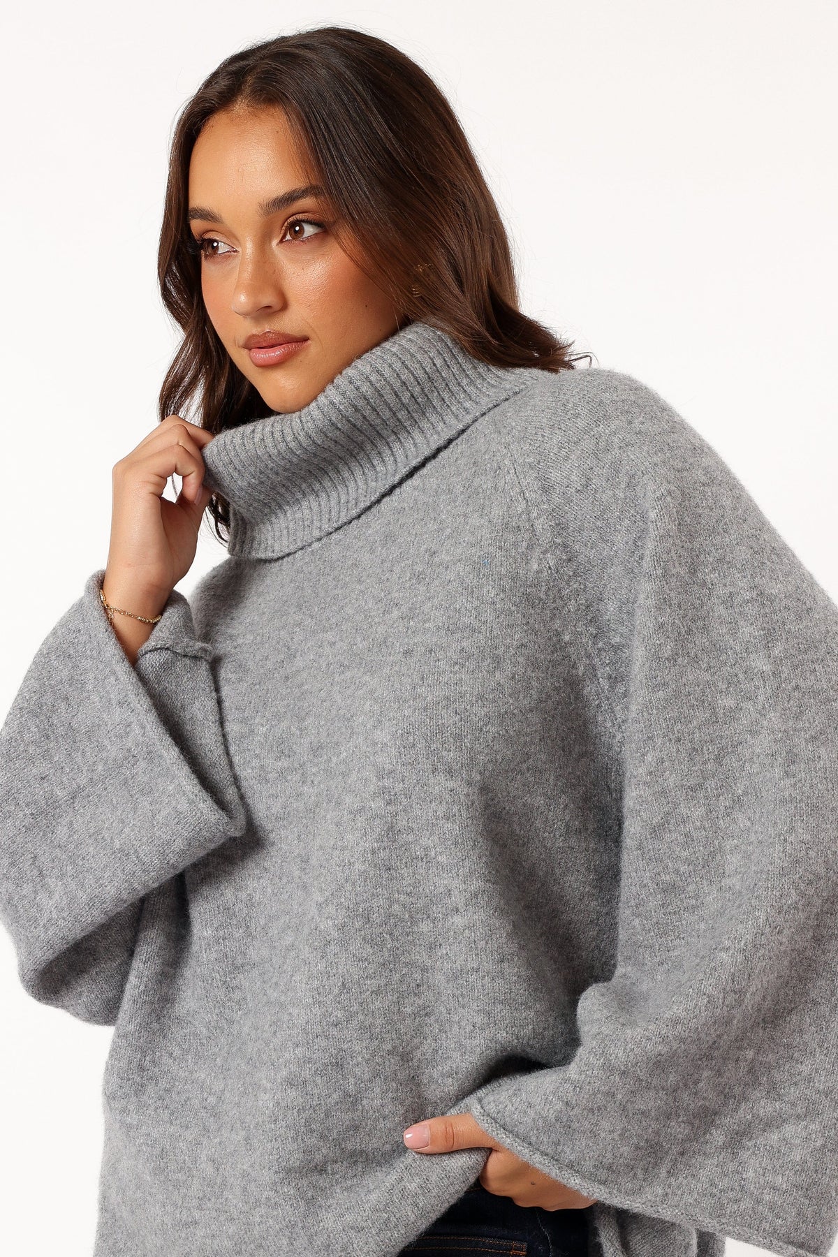 Bindy Cowlneck Knit Sweater in Grey Marle – view 2 of 8