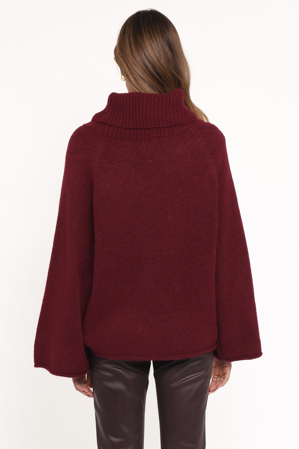 Bindy Cowlneck Knit Sweater in Wine – view 5 of 8