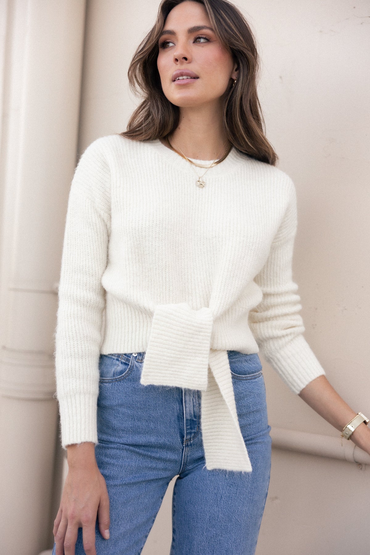 Captivate Knit Sweater in Cream – view 1 of 10