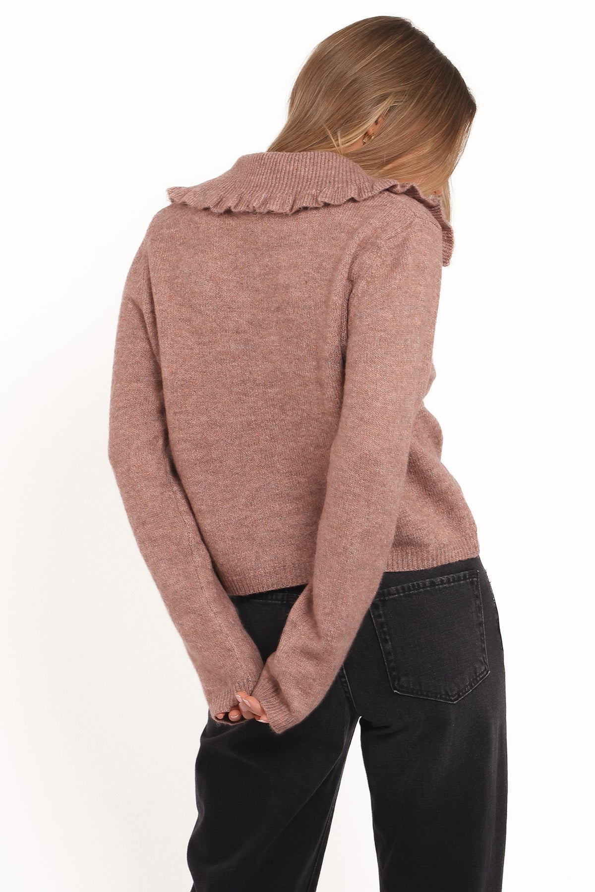 Carmello Frill Collar Cardigan in Mocha – view 5 of 8