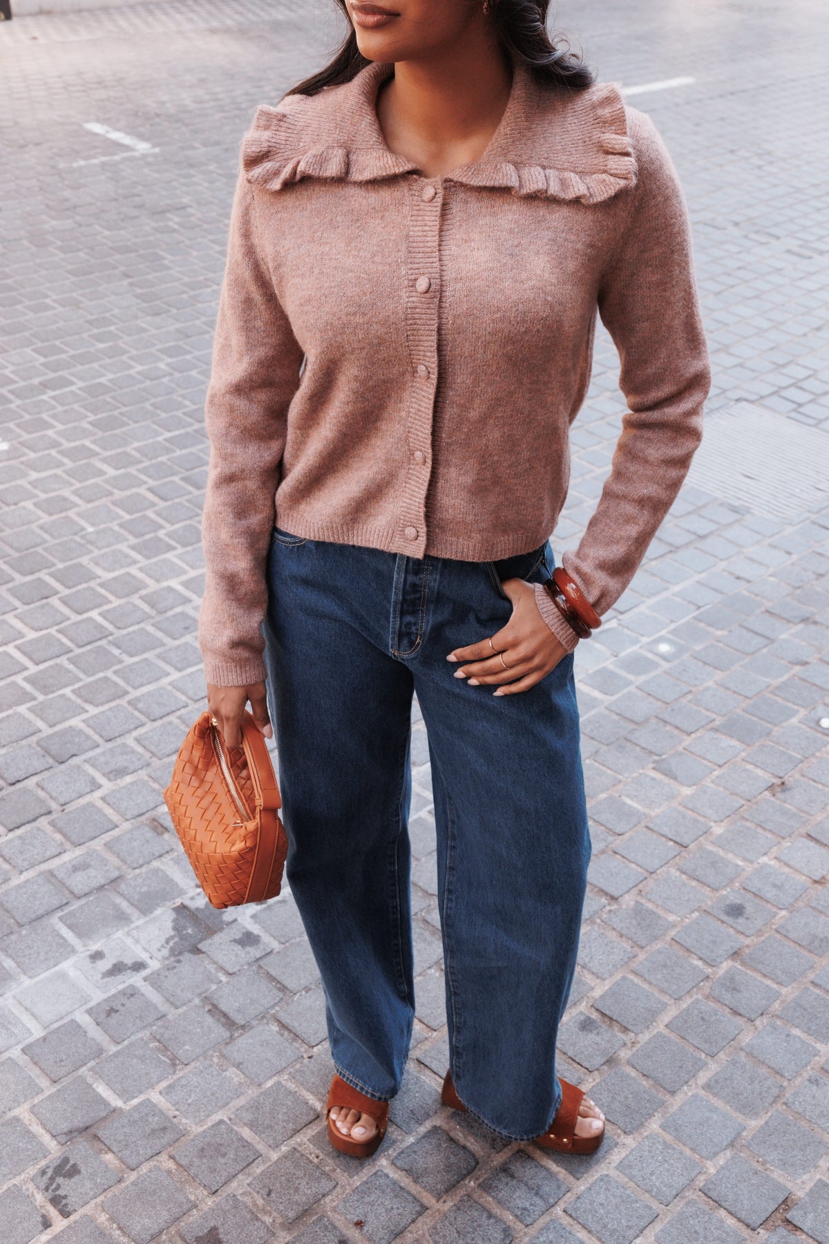 Carmello Frill Collar Cardigan in Mocha – view 8 of 8