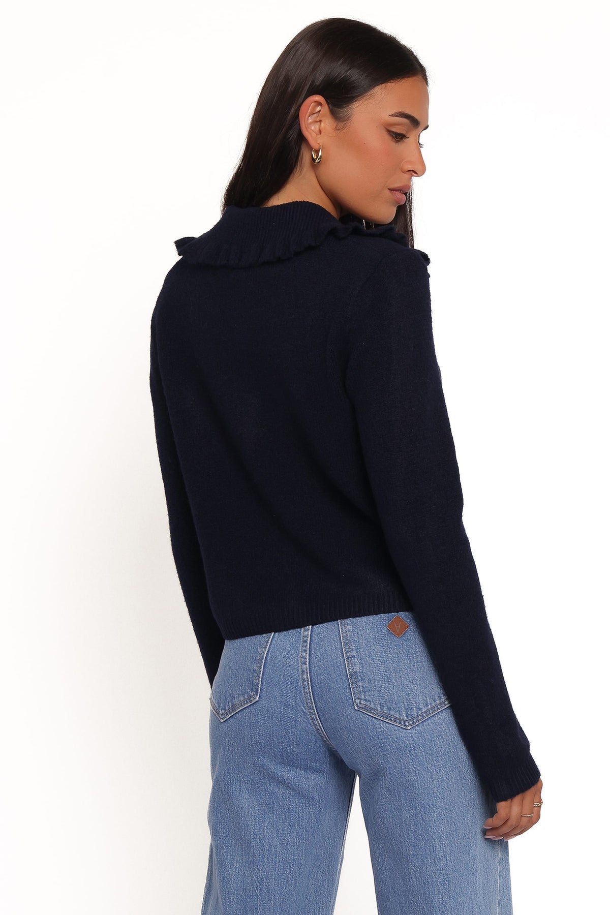 Carmello Frill Collar Cardigan in Navy – view 4 of 6