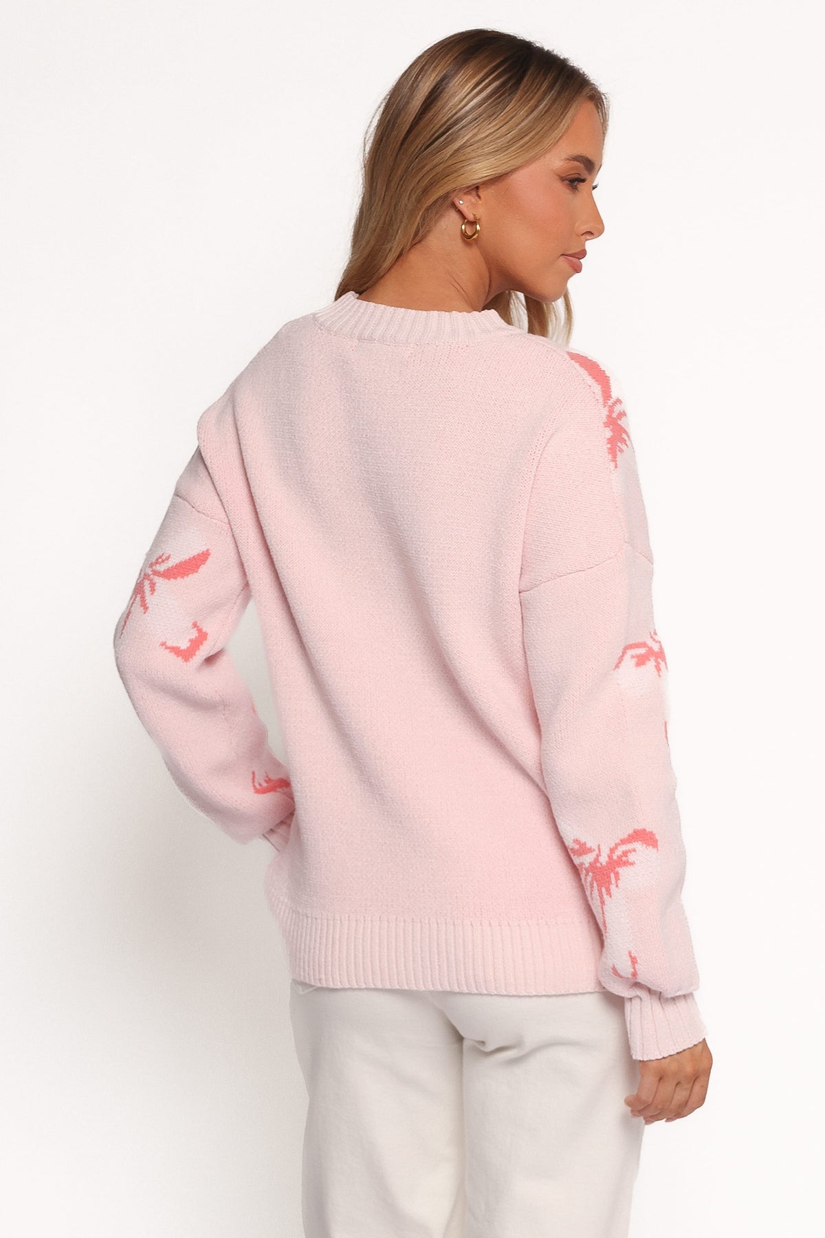 Carrington Bow Print Knit Sweater in Pink – view 3 of 6