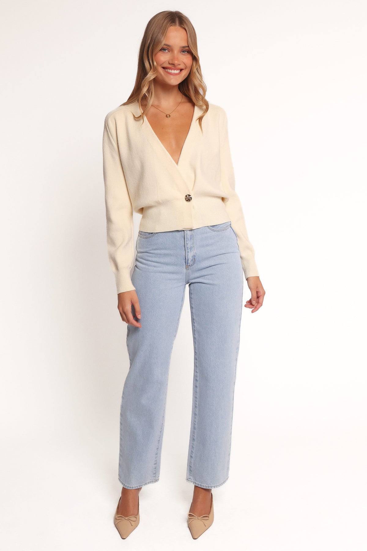 Caterina Button Cardigan in Cream – view 6 of 9