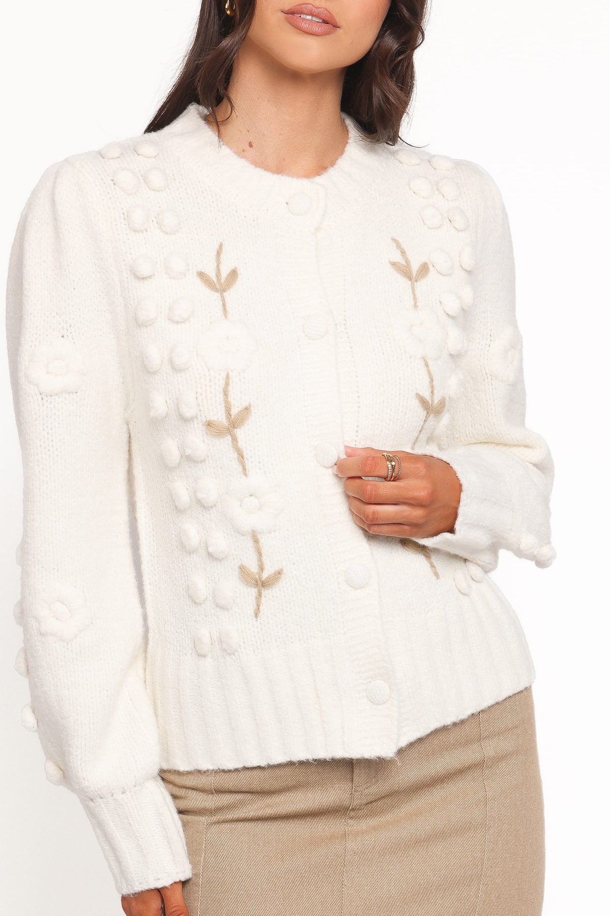 Cleo Floral Cardigan in Cream – view 3 of 7