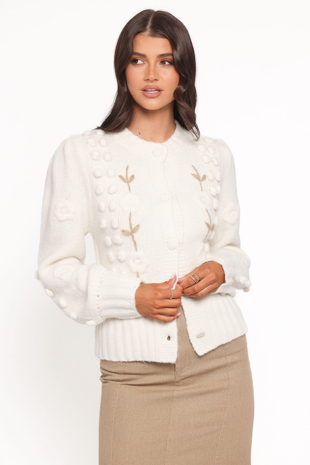 Cleo Floral Cardigan in Cream – view 2 of 7