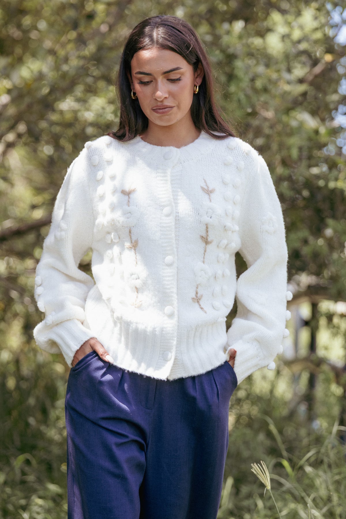Cleo Floral Cardigan in Cream – view 1 of 7