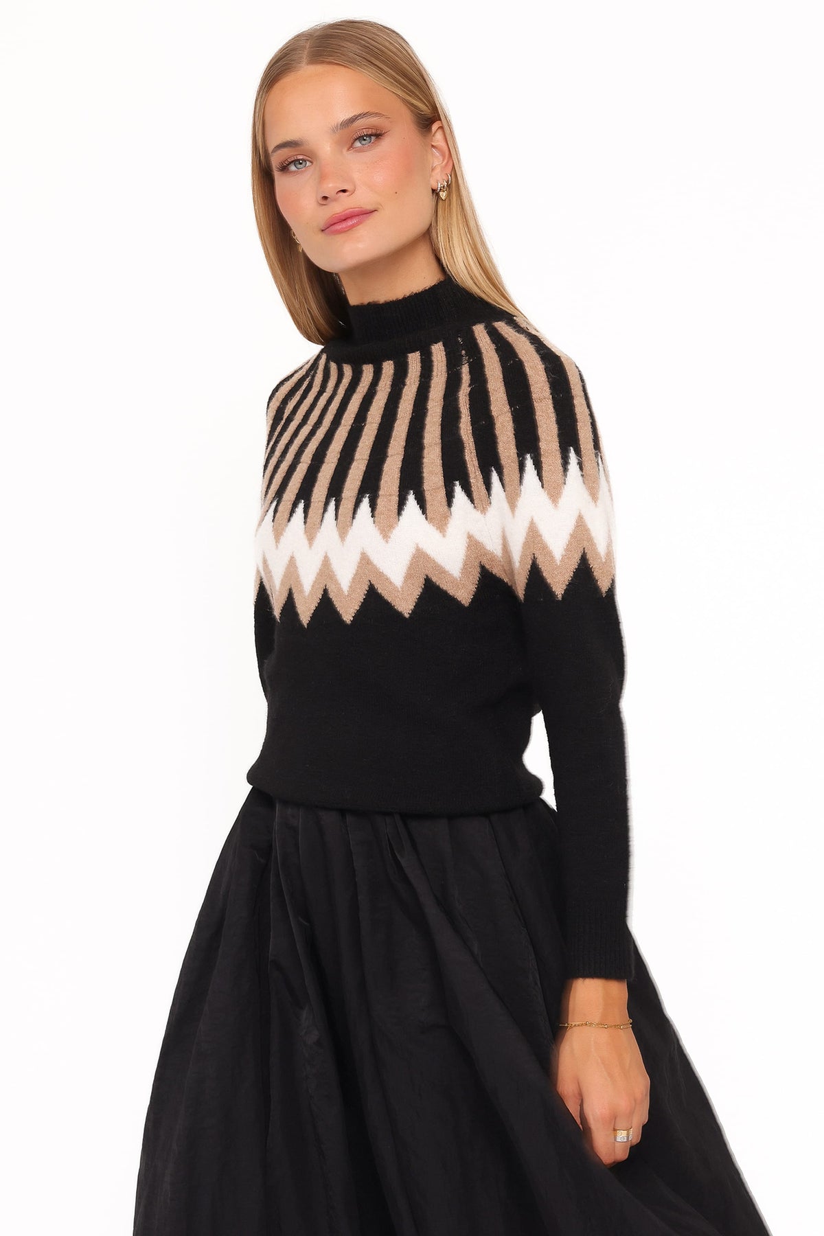 Donner Fairisle Mockneck Sweater in Black – view 3 of 6