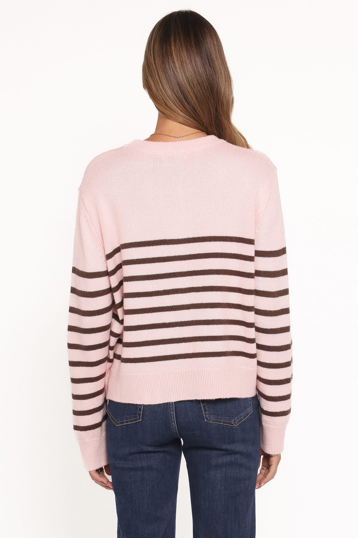 Eleanora Striped Knit Pullover Sweater in Pink – view 5 of 8