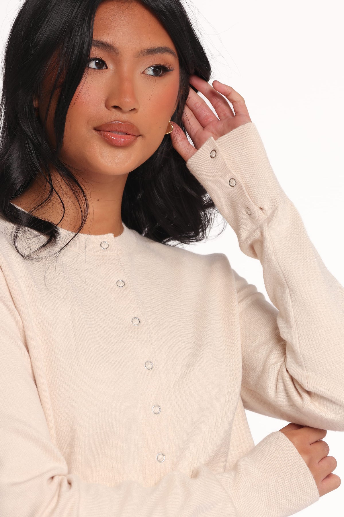 Elita Fitted Cardigan in Cream – view 6 of 7