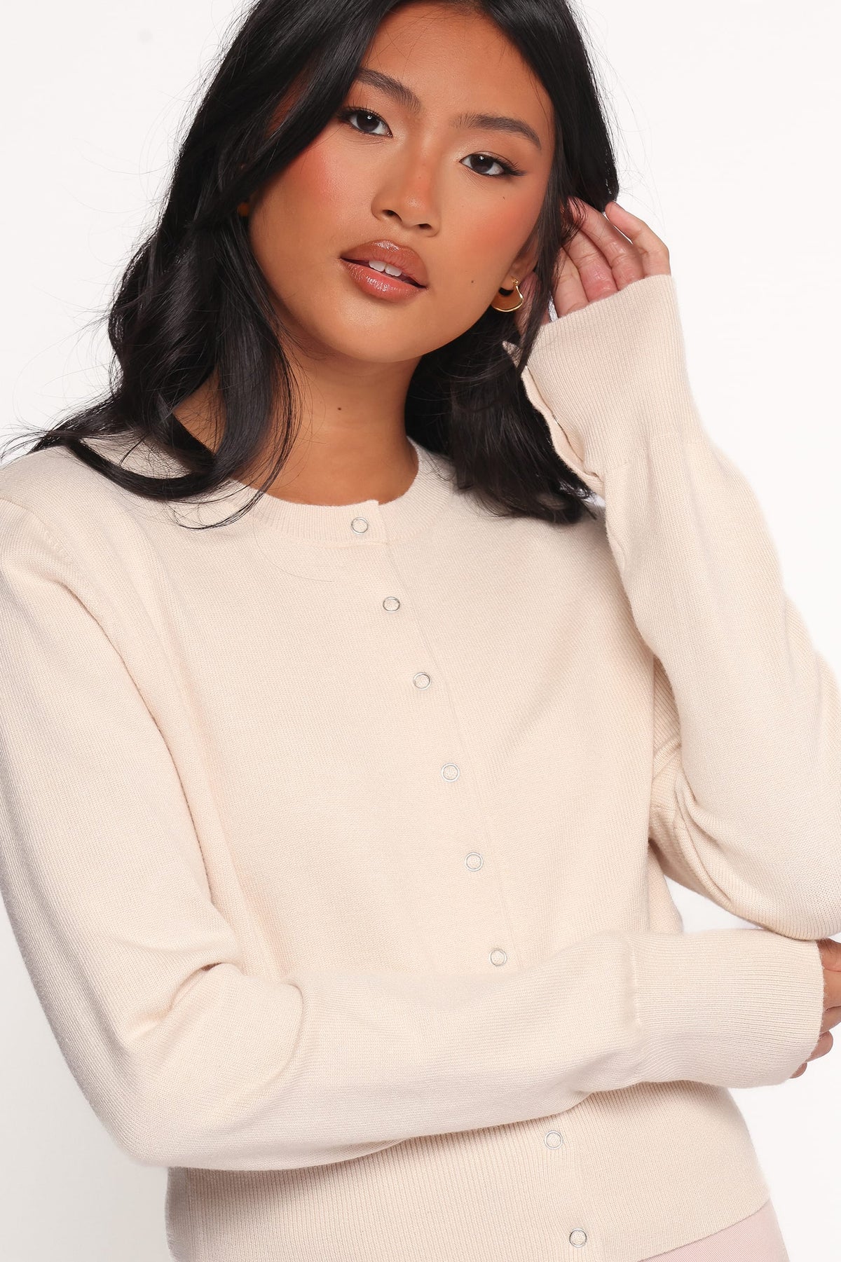 Elita Fitted Cardigan in Cream – view 2 of 7
