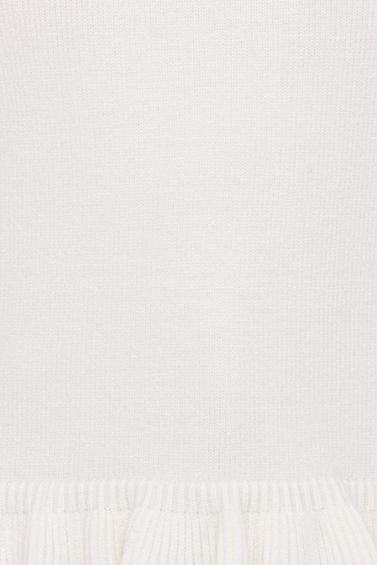 Emilie Short Sleeve Ruffle Crew Sweater in Cream – view 7 of 8