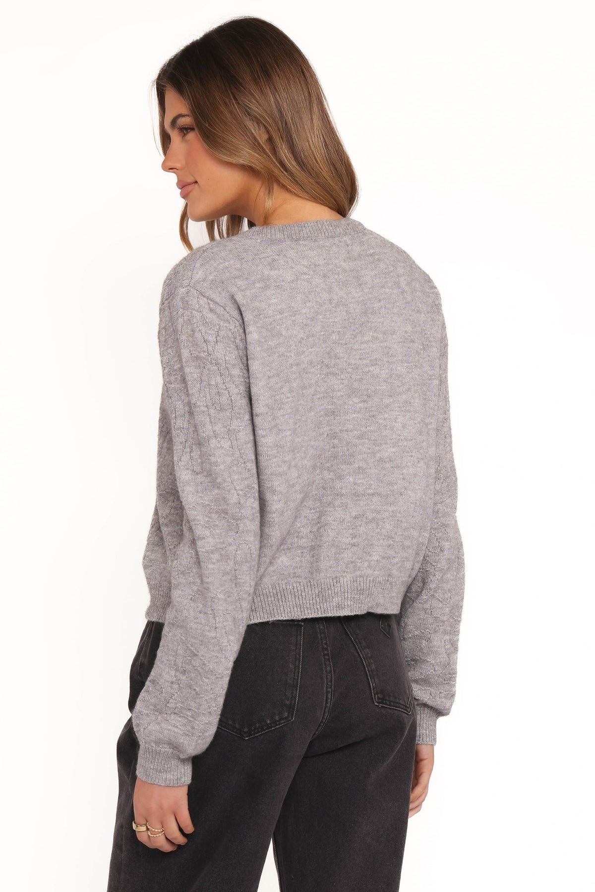 Fauna Tonal Floral Cardigan in Heather Grey – view 4 of 7