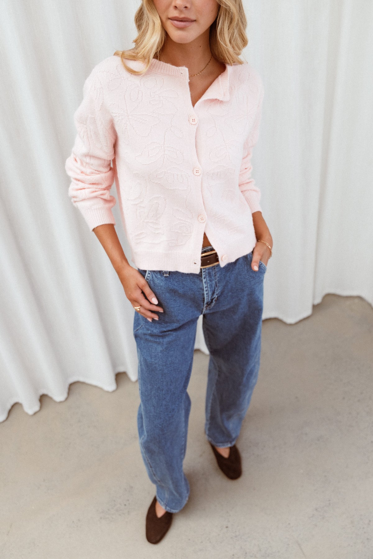 Fauna Tonal Floral Cardigan in Pink – view 1 of 8