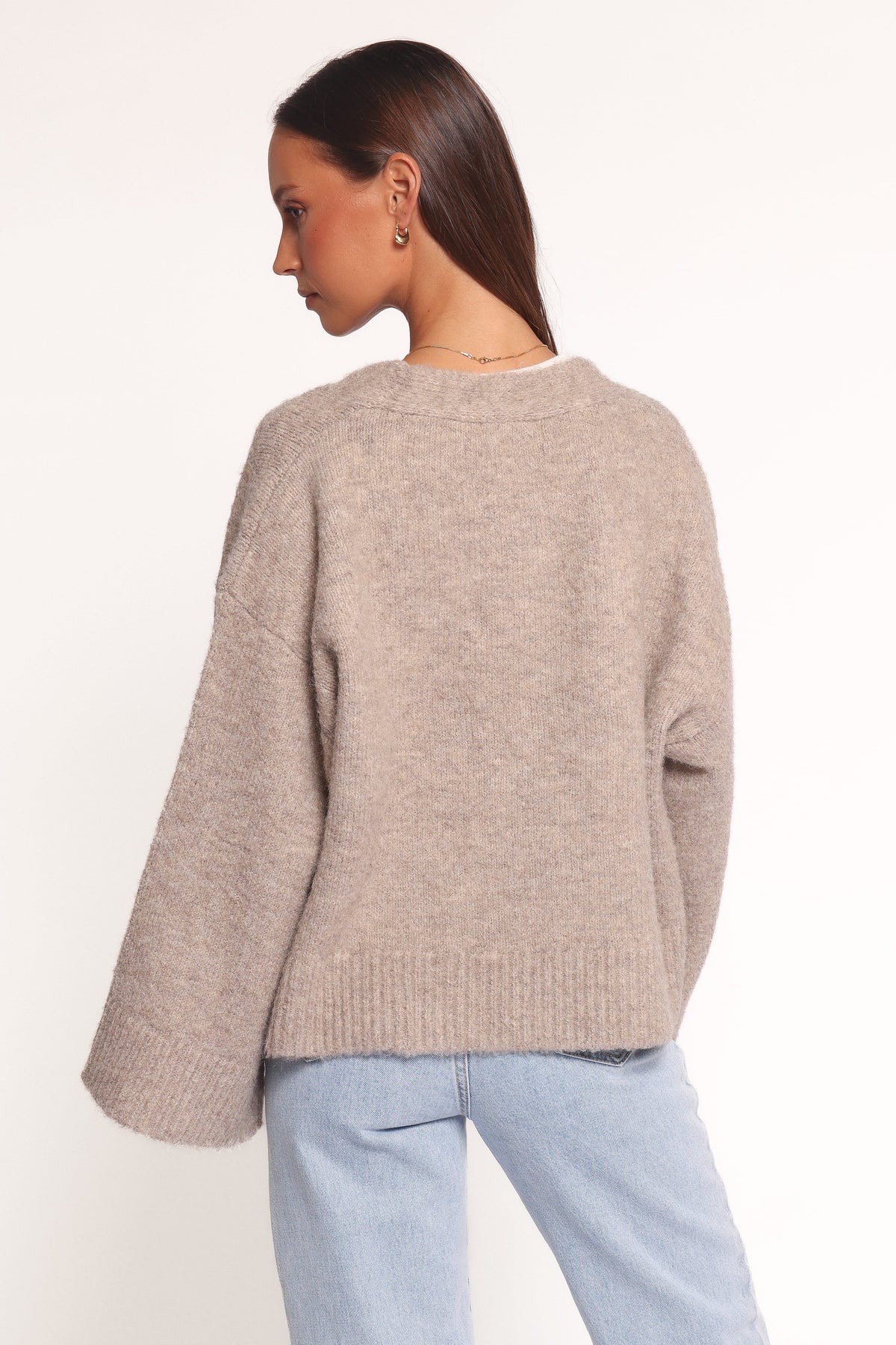 Fern Wide Sleeve Cardigan in Mushroom – view 5 of 8