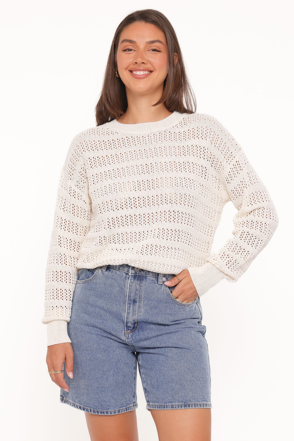 Flavia Open Stitch Sweater in Cream – view 1 of 6