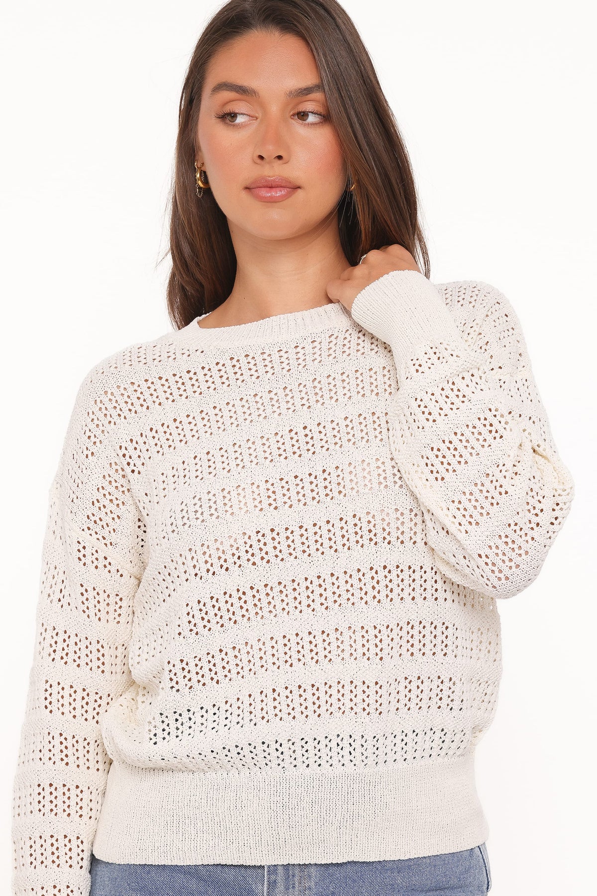Flavia Open Stitch Sweater in Cream – view 5 of 6