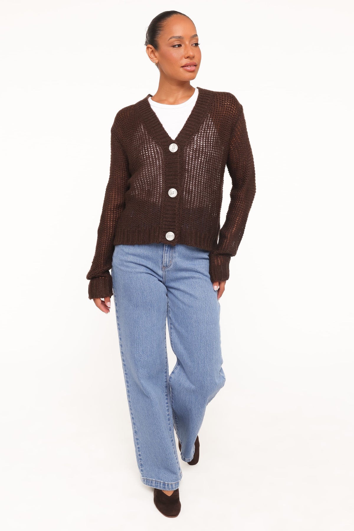 Gardner Cardigan in Coffee – view 2 of 5