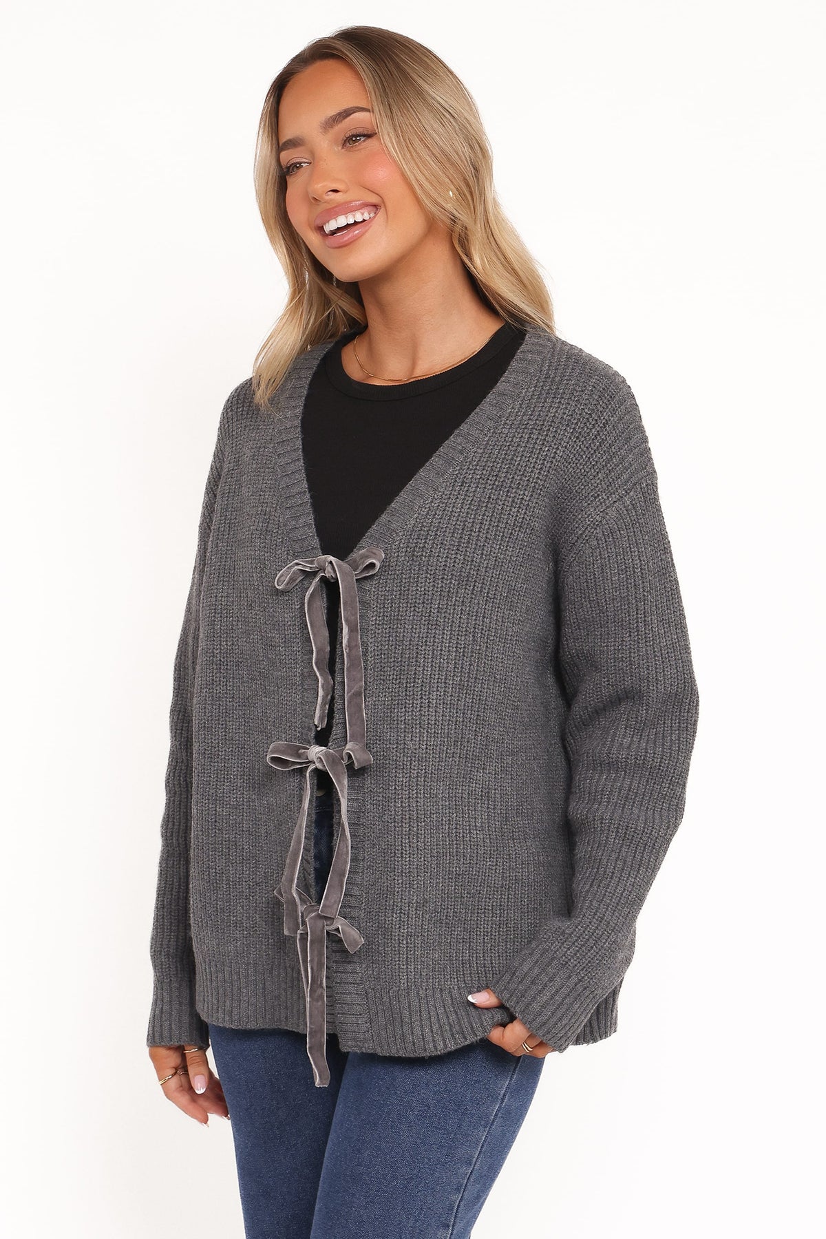 Hammond Tie Up Cardigan in Grey – view 3 of 6