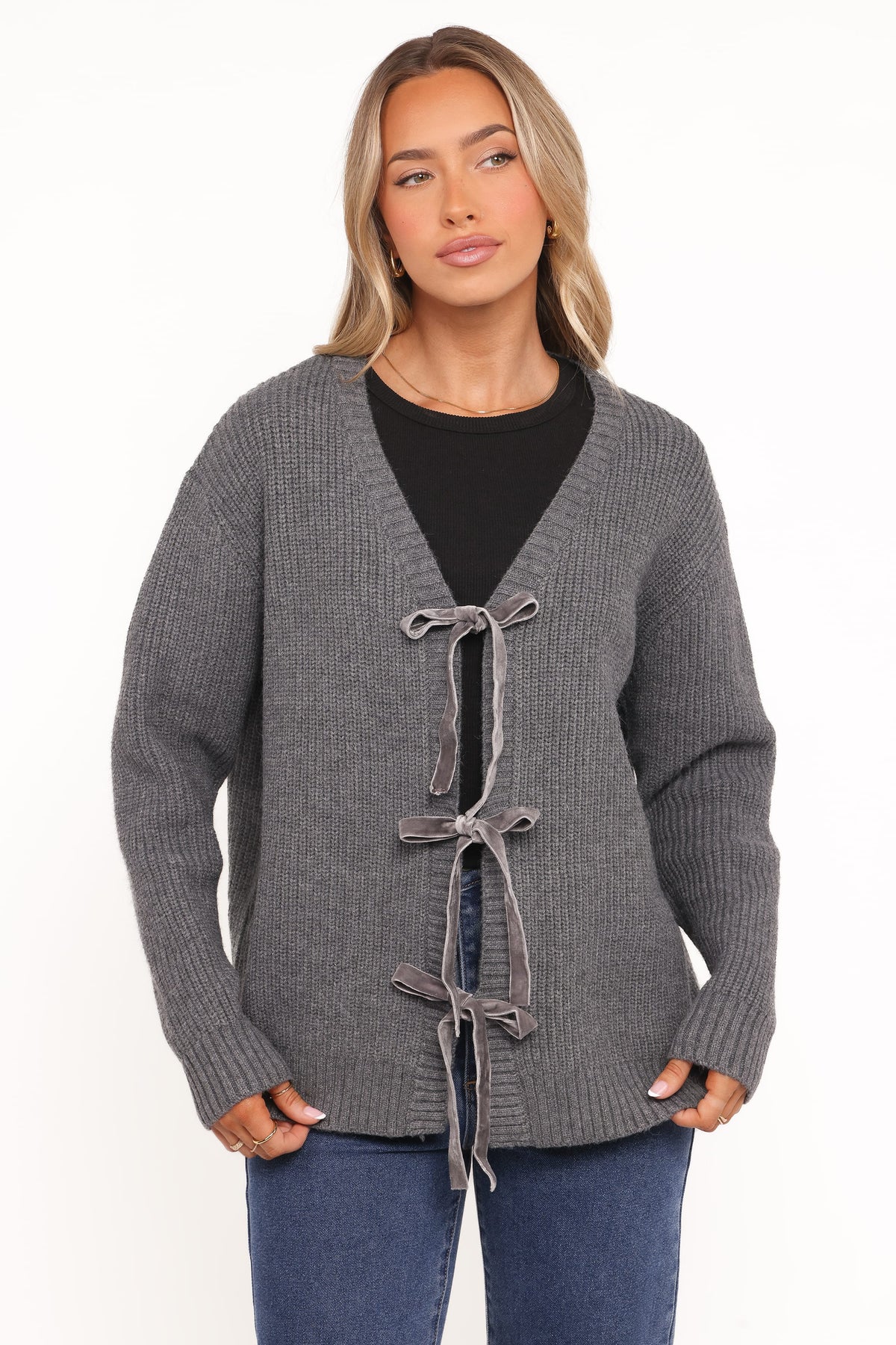 Hammond Tie Up Cardigan in Grey – view 1 of 6