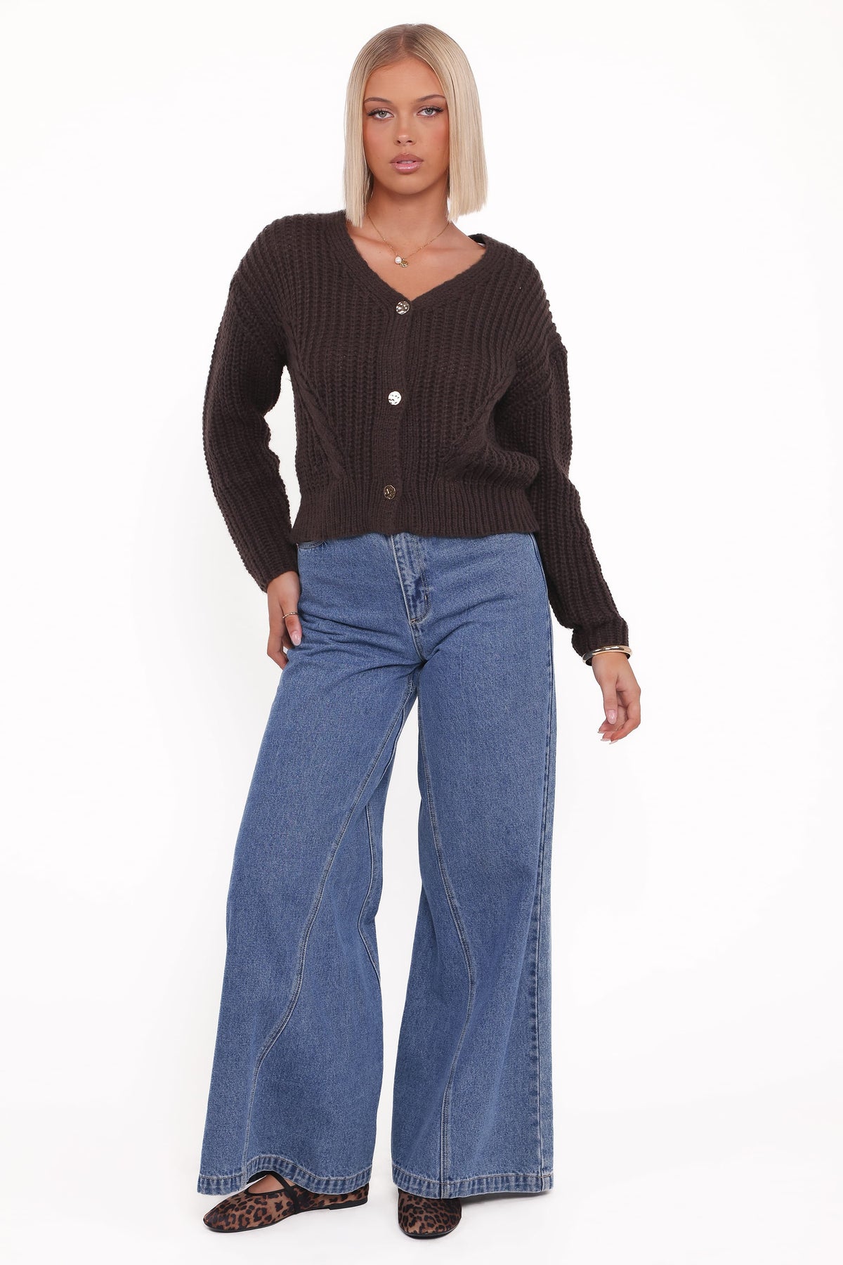 Henderson Thick Knit Cardigan in Brown – view 5 of 6