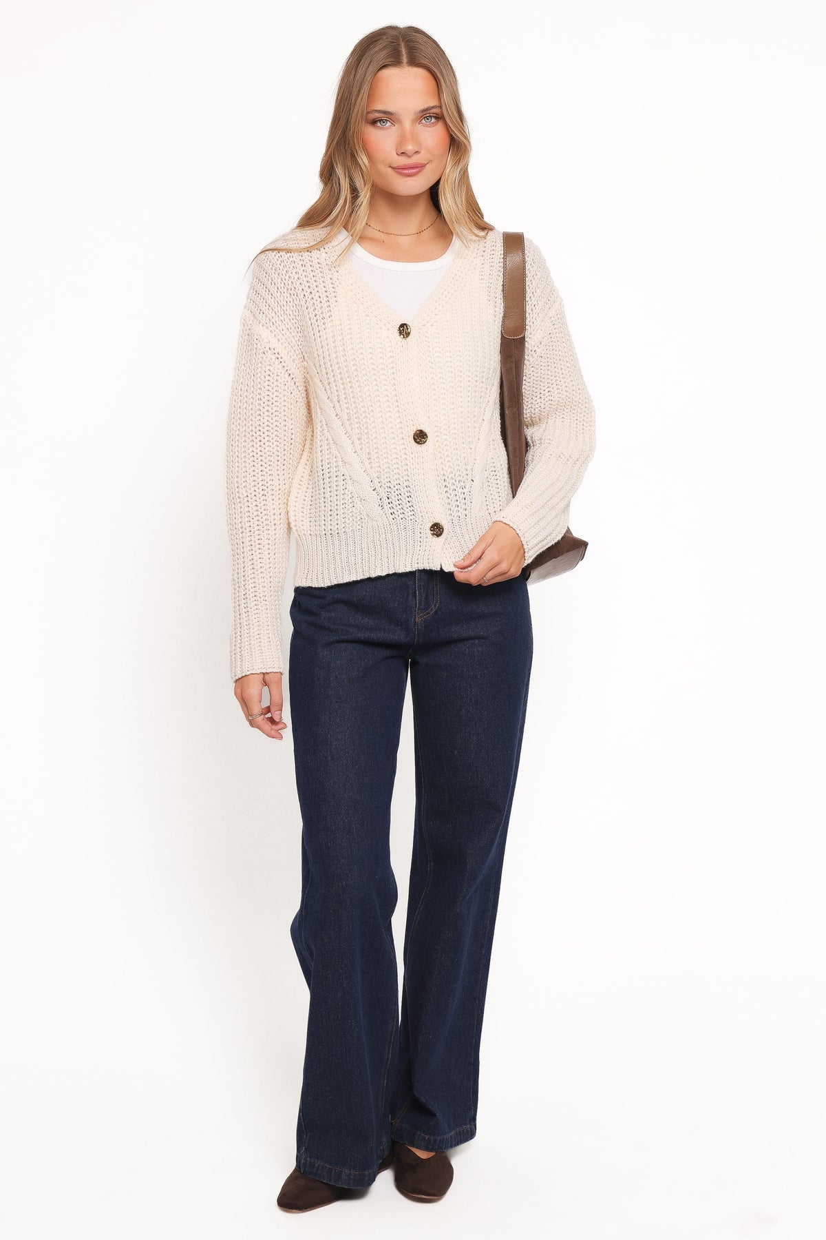 Henderson Thick Knit Cardigan in Cream – view 6 of 7