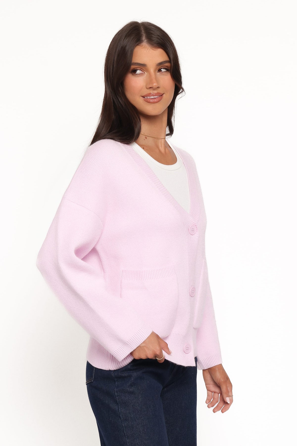 Jayden Cardigan in Pale Pink – view 3 of 7