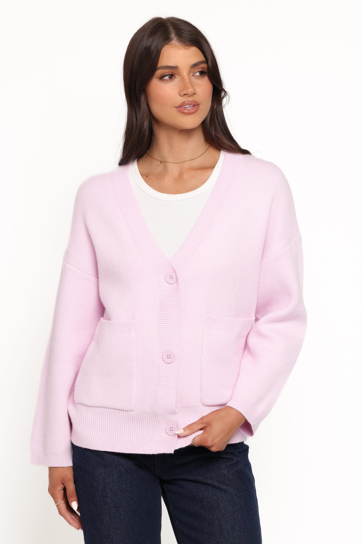 Jayden Cardigan in Pale Pink – view 2 of 7