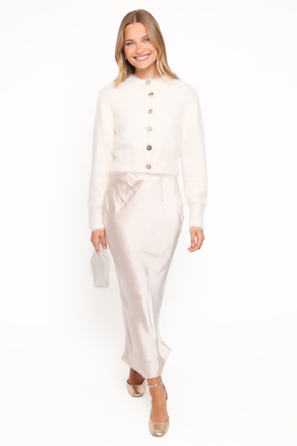 Jintie Vintage Button Cardigan in Cream – view 5 of 7