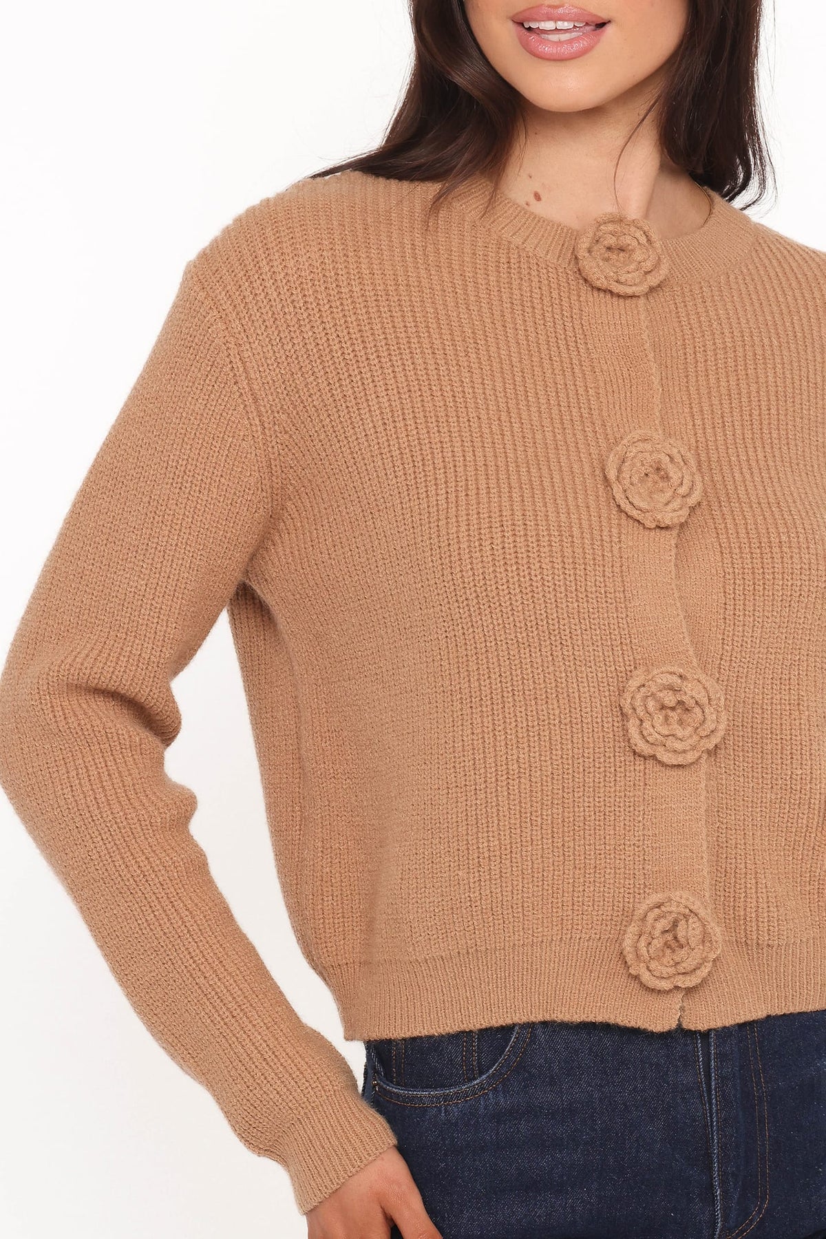 Jones Rosette Cardigan in Mocha – view 2 of 6