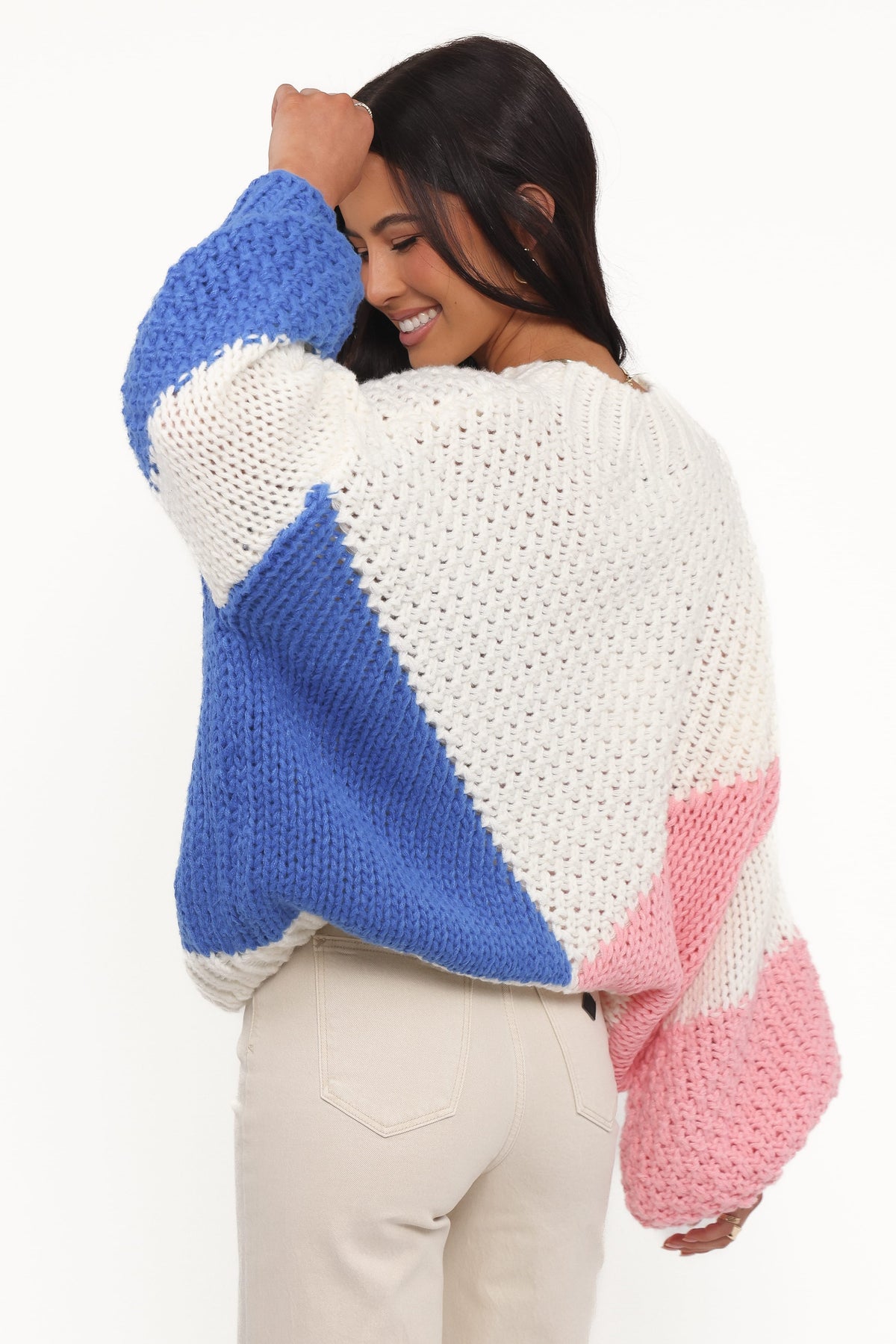 Koda Pattern Knit Sweater in White Multi – view 3 of 6