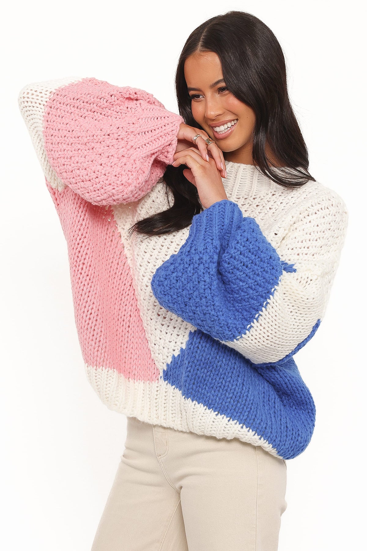 Koda Pattern Knit Sweater in White Multi – view 4 of 6
