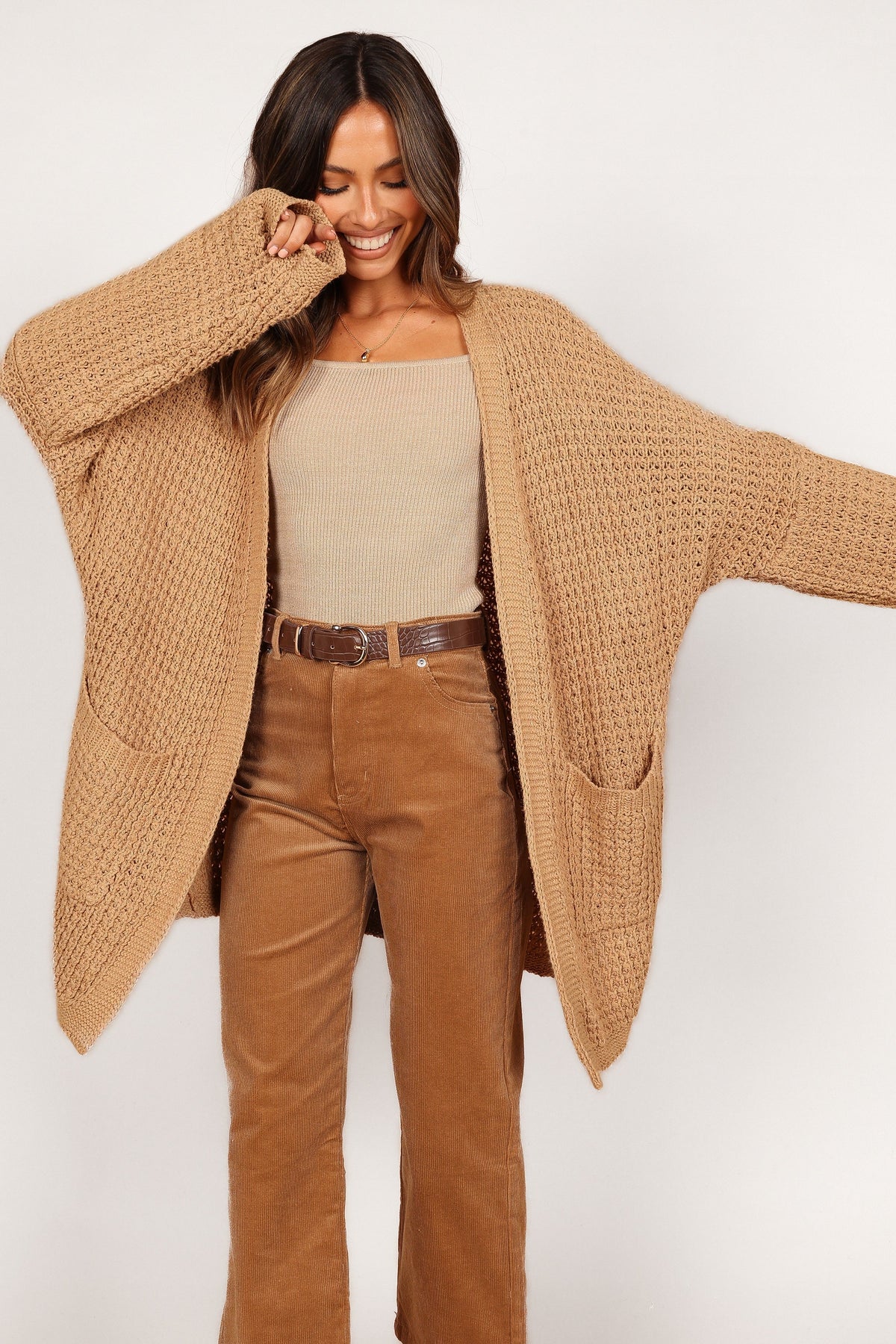 Leyonie Cardigan in Tan – view 6 of 12