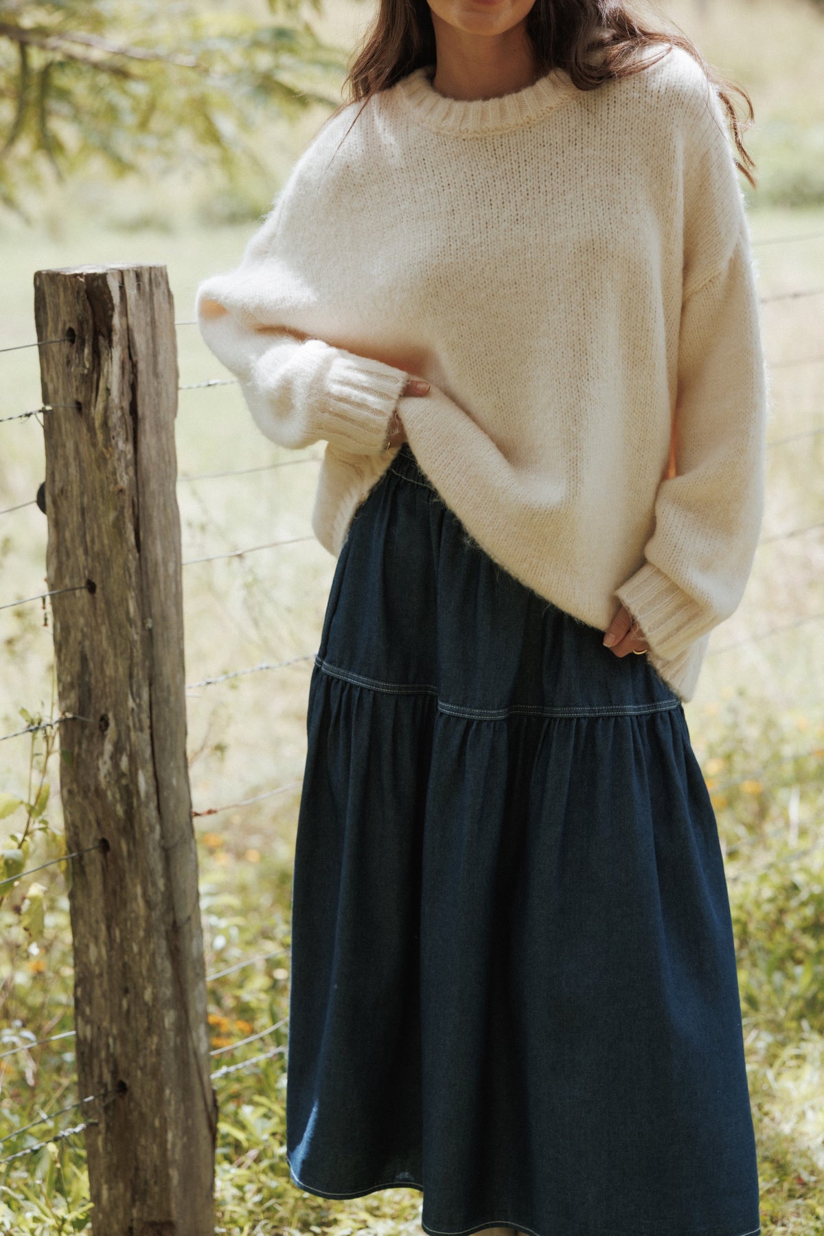Lloyd Oversized Crew Knit Sweater in Cream – view 8 of 8