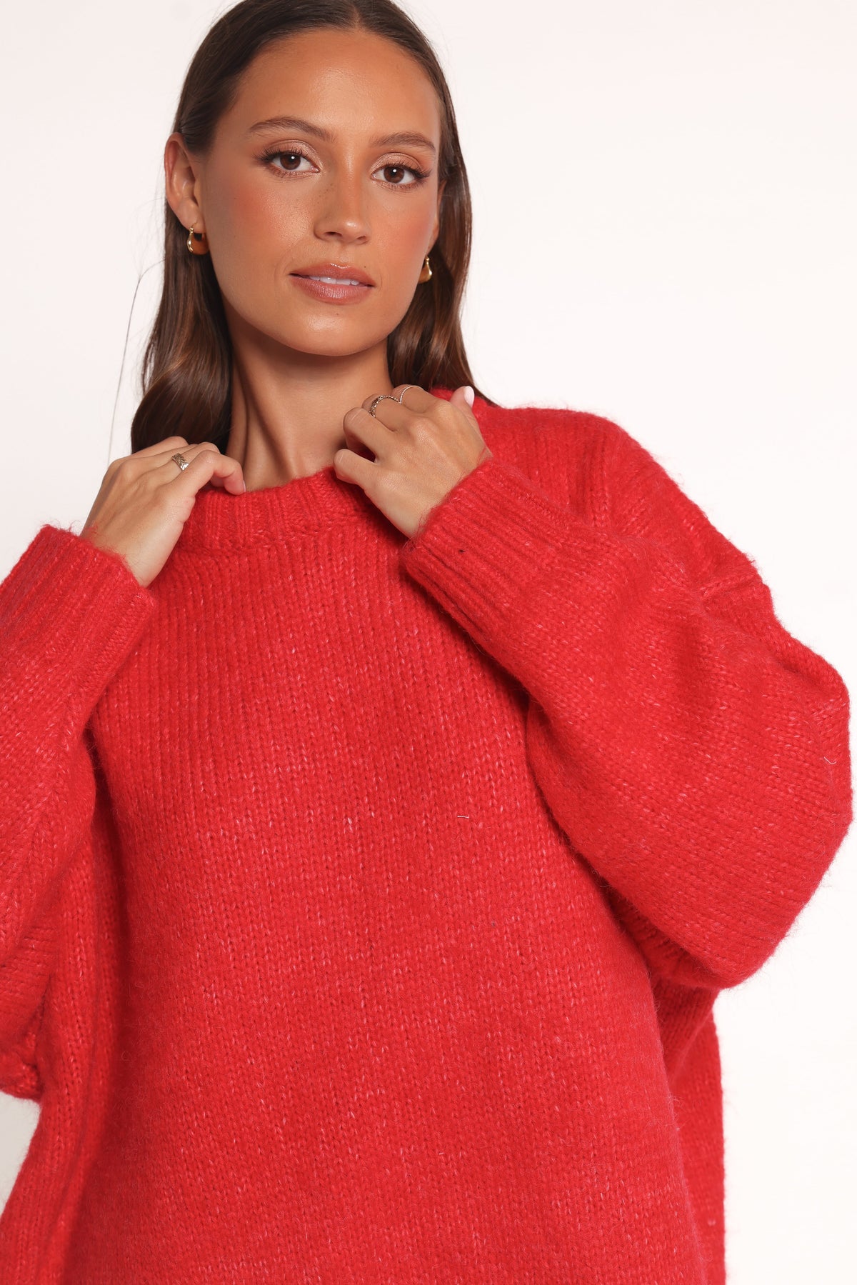 Lloyd Oversized Crew Knit Sweater in Red – view 1 of 6