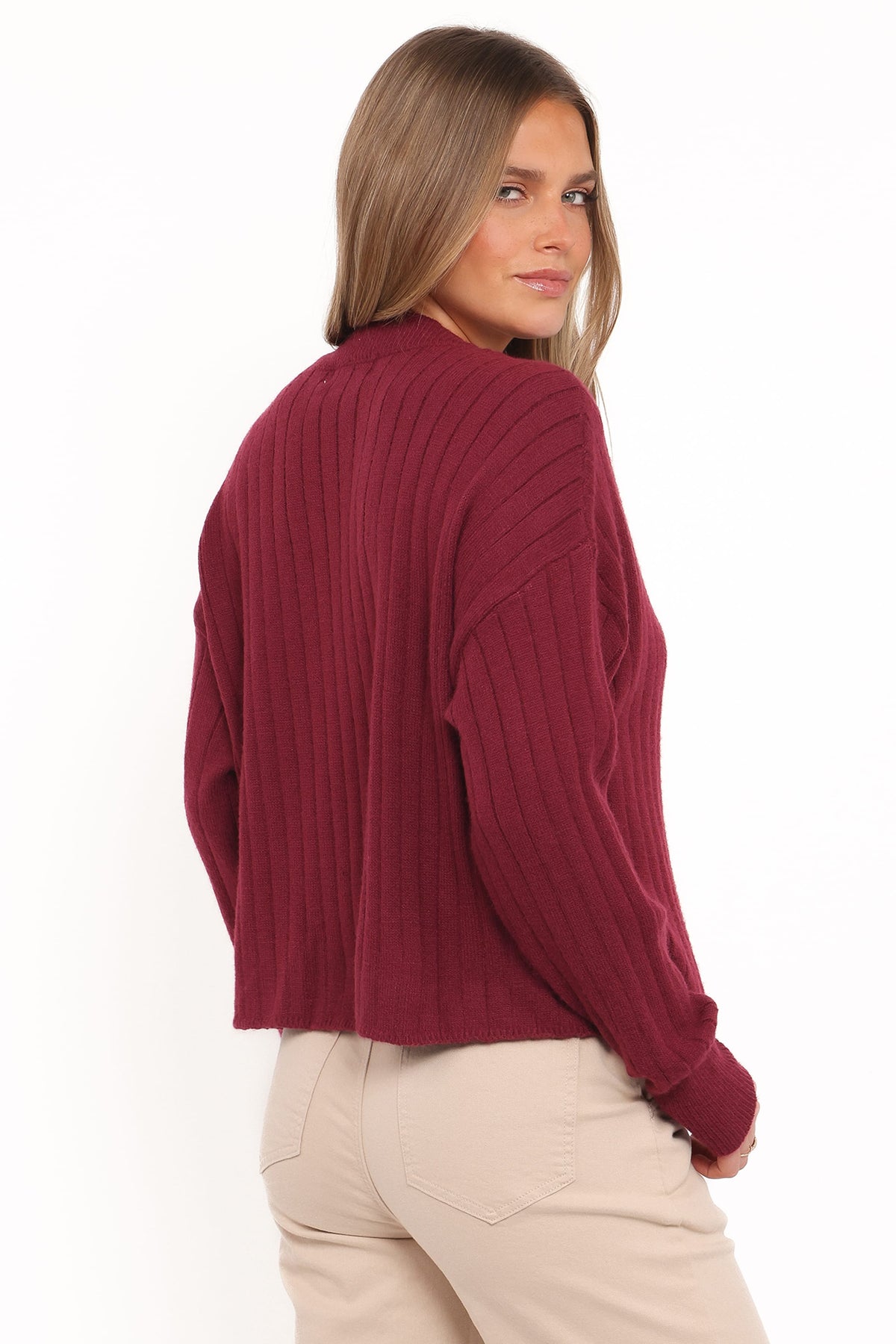Loulani Heart Button Cardigan in Cherry – view 4 of 6