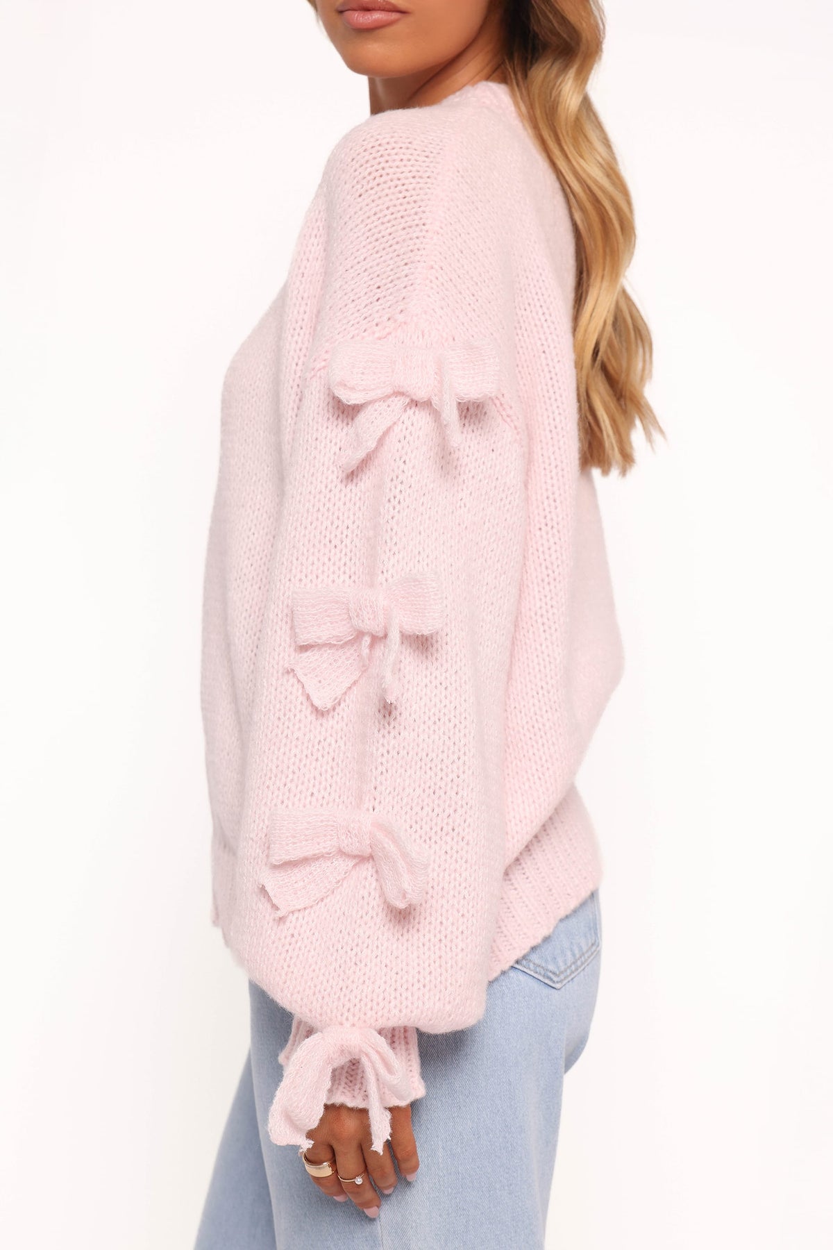 Lover Tie Sleeve Knit Sweater in Pink – view 4 of 6