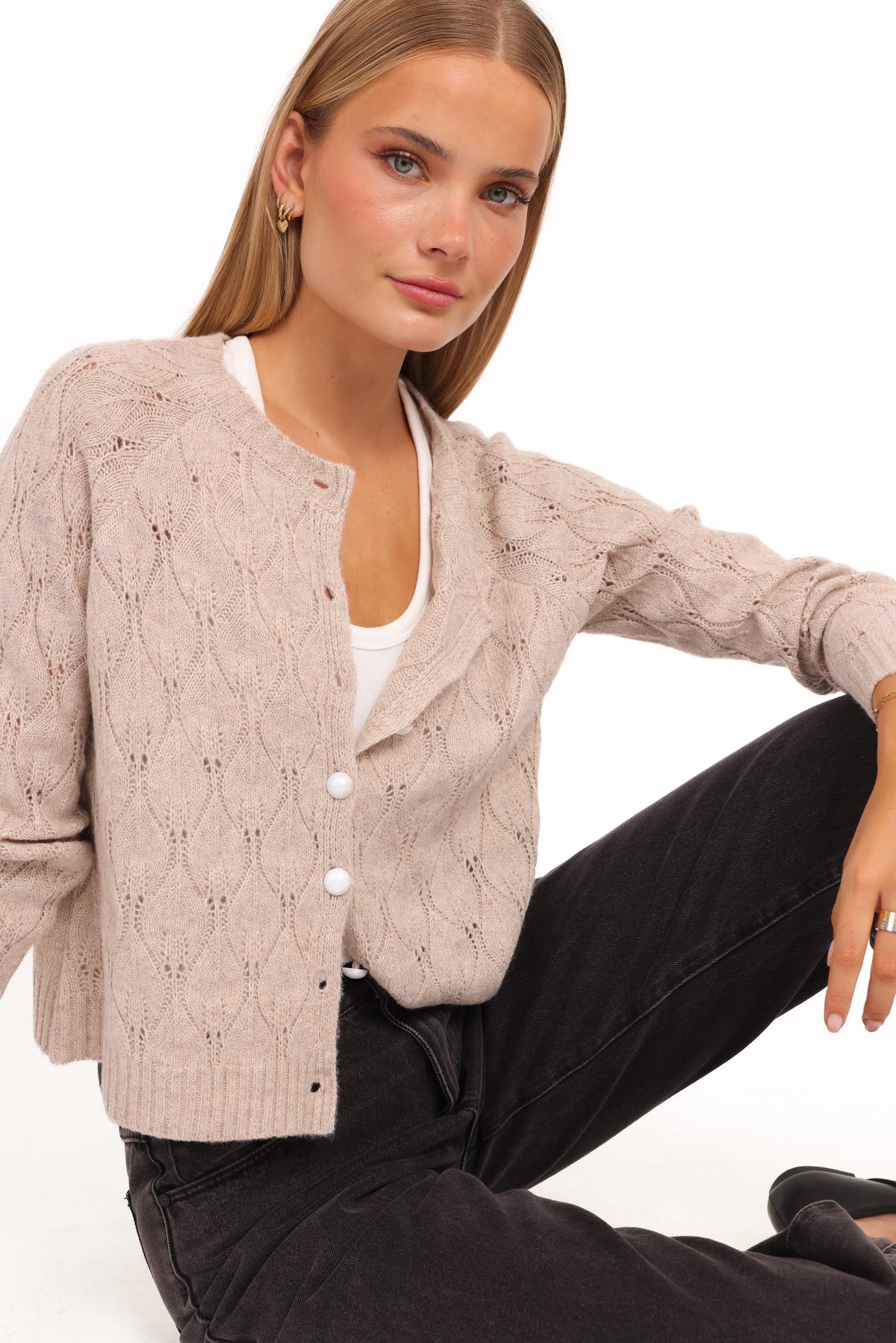Mattie Cardigan in Beige – view 1 of 7