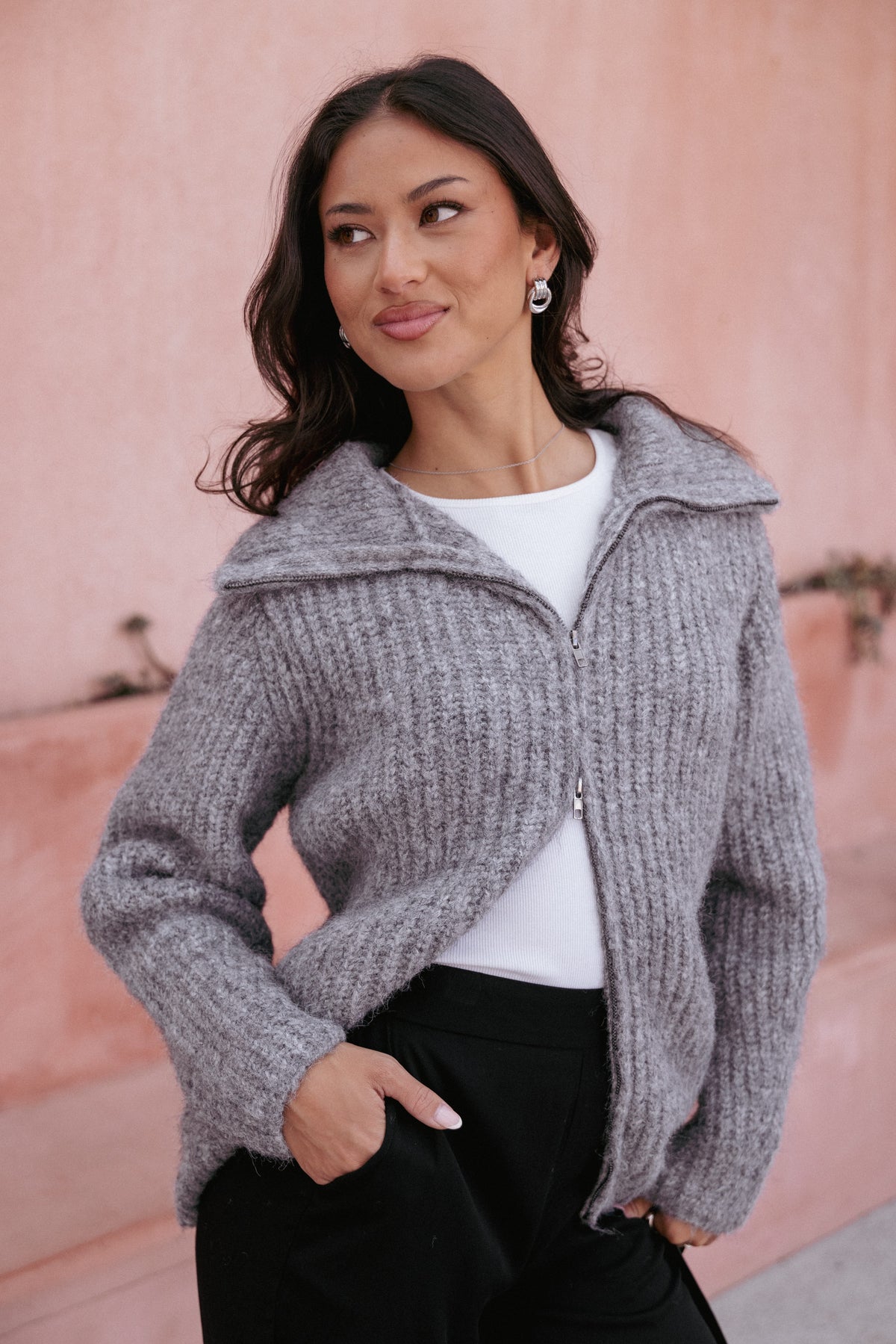 Miffy Zip Through Cardigan in Grey – view 1 of 8