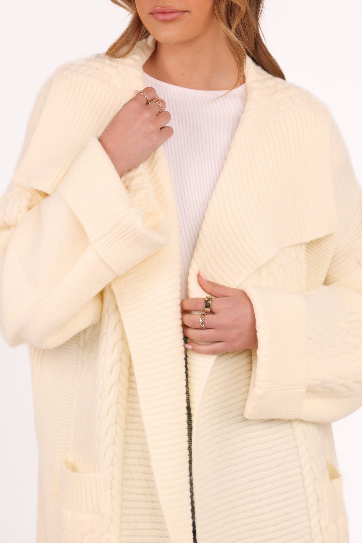 Nova Long Cardigan in Cream – view 3 of 7